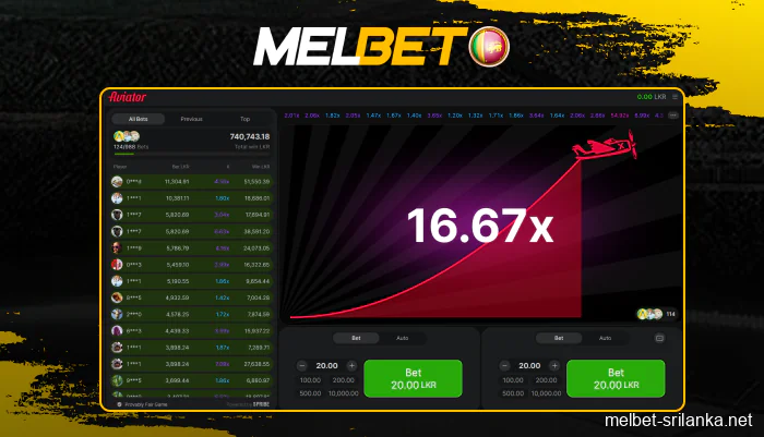 Features of the Aviator game at Melbet