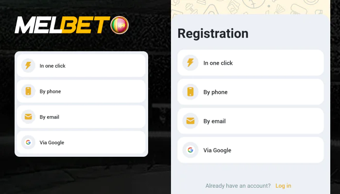 Choose one of the four suggested ways to register with Melbet Sri Lanka, step 3