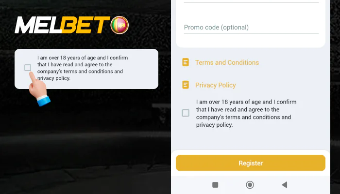 Confirm that you are 18 years old and agree with the site rules, step 9